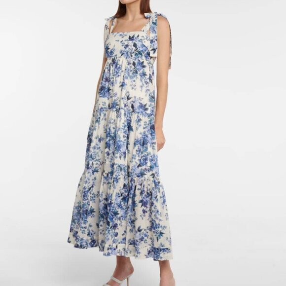 Zimmermann Dresses & Skirts - ZIMMERMANN  Aliane Floral Cotton Voile Midi Dress - Blue